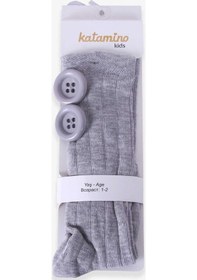 Resim Katamino Breeze Kız Çocuk Dizaltı Golf Çorap Düğme Aksesuarlı Gri (1-2-7-8 Yaş) 