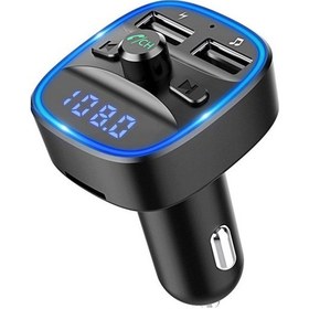 Resim Araç Bluetooth Fm Verici - Mavi Ortam Işığı 
