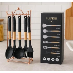 Resim Buenos 6 Parça Metal Standlı Isıya Dayanıklı Silikon Mutfak Seti 