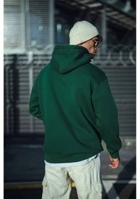 Resim Barlashive Erkek 3 İplik Pamuklu Kapüşonlu Basic Sweatshirt Hoodie - Haki Çok Renkli 