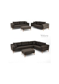 Resim Zeri Modüler Yataklı 3 Adet Üçlü Kanepe & 3'lü Koltuk 3+3+3 - Koyu Kahve - 169 Koyu Kahve 