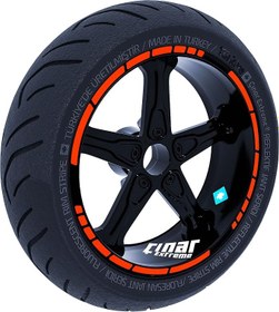 Resim Floresan Turuncu Moto GP Stili Jant Şeridi Sticker 