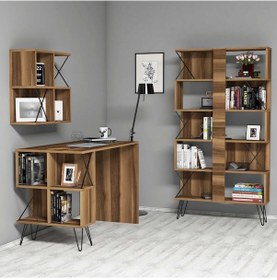 Resim Variant Extra Raflı Çalışma Masası Ve Kitaplık Takımı - Ceviz 