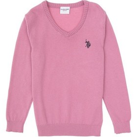 Resim U.S. Polo Assn. Kız Çocuk Pembe V Yaka Basic Kazak 50316777-VR167 