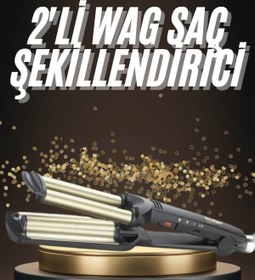 Resim ALLSOOWE İkili Wag Maşa Saç Şekillendirici Seramik Kaplama Isı Ayarlı 