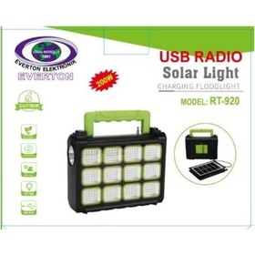 Resim Everton Rt-920 Şarjlı 200w Solar Panelli Projektör Radyolu 