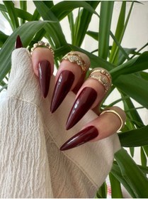 Resim SYBELLE KOZMETİK 20 Adet Bordo Stiletto Takma Tırnak 