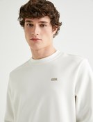 Resim Slogan Nakışlı Sweatshirt Bisiklet Yaka Uzun Kollu 
