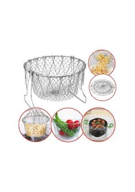 Resim Çok Fonksiyonlu Pratik Süzgeç Katlanır - Kızartma Haşlama Aparatı -chef Basket Çok Renkli 