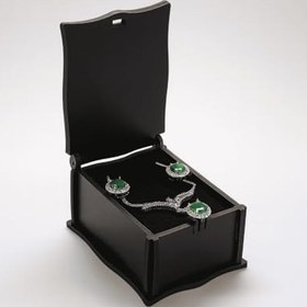 Resim Siyah Ahşap Kolye Küpe Bileklik Set Hediye Takı Kutusu 