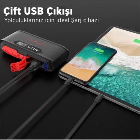 Resim Ütraı Jstar 3 20000MAH 1600A Jump Starter LCD Ekranlı Taşınabilir Akü Takviye Cihazı ( Çanta + Powerbank + LED Lamba) 