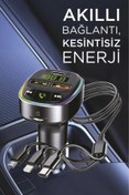Resim Ahanda Buldum Siyah FM Transmitter Araç Şarj Cihazı (18W Hızlı Şarj - USB/Type-C/TF Kart Destekli) 