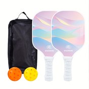 Resim Yüksek Değerli Pickleball Raketi 5'li Set, Pickleball Raketi Kombinasyon Seti (2 Adet Raket + 2 Adet Top + El Çantası Dahil), Dokuz Katmanlı Popüler Ağacı - Yüksek Geri Tepme - Düşmeye ve Aşınmaya Dayanıklı - Erkekler ve Kadınlar için Uygun Estetik Pickleball Seti 