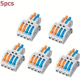 Resim Dashanshop 5 Adet Mavi Turuncu Kollu Pimli Terminal Bağlantı Bloğu 2 Giriş 4 Çıkış Endüstriyel Güvenli Kablo 