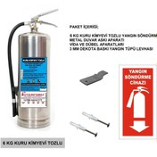 Resim İNTERFORM 6 KG KROM KAPLAMA ABC KURU KİMYEVİ TOZLU YANGIN SÖNDÜRME TÜPÜ + LEVHA 