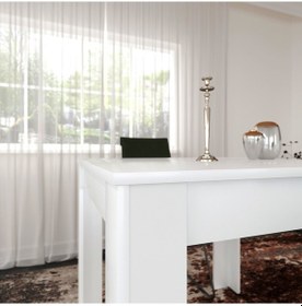 Resim Pasific Home Single Mutfak Yemek Masası, 90x90 cm, Kare, Parlak Beyaz 