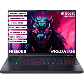 Resim Acer Predator Helios Neo 16 AI PHN16-73-9693 NH.QX4EY.001 Ultra9 275HX 64 GB 2 TB RTX5070Ti 16" Dos Dizüstü Bilgisayar 