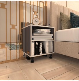 Resim Kenzlife Komodin Tereşkova Gri 47 39 19 Mutfak Banyo Ofis Dolabı Komidin Siyah Ayaklı M 