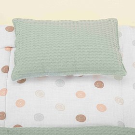 Resim Alt Açma Matı ve Yastık - Çift Taraflı - Yeşil Petek - Puantiye 