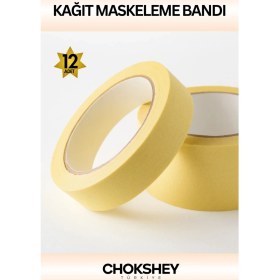 Resim Maskeleme Bandı Bej Krepe Kâğıt Tabanlı Boya Uygulamaları Için Ideal 24MMX20MT - 12 Adet 