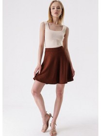 Resim Bürümcük Kloş Etek Kahverengi 
