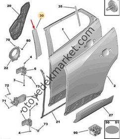 Resim Peugeot 2008 (2020-2023) Sol Arka Kapı Direk Kaplama Bandı (Orijinal) 