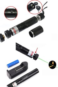 Resim kar-bul Green Laser Pointer Şarjlı Güçlü Yeşil Lazer Metal Kasa Ve Priz Dönüştürücü Fiş Çevirici Hediye 