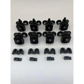 Resim Teknocan Cam Duşakabin Tekerleği Metal Ayaklı Siyah Plastik 8'li Tam Set 