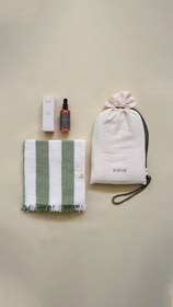 Resim Striped Gauze Peştemal Hediye Seti Yeşil 