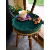 Resim Moza Sanat Yeşil Dekoratif Vintage Puf 