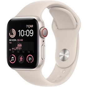 Resim Apple Watch SE GPS + Cellular 40 mm Yıldız Işığı Alüminyum Kasa ve Yıldız Işığı Spor Kordon - Normal Boy - MNPH3TU/A 