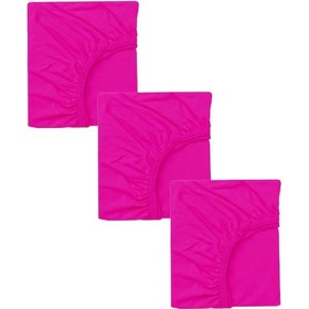 Resim 3 Adet 65 X 95 + 10 Cm Anne Yanı Lastikli Penye Kumaş Bebek Çarşafı-fuşya 