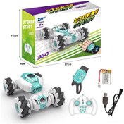 Resim Geekyou S012a 2.4ghz 4wd Tekerlekli Stunt Araba: Işık, Otomatik Demo, Çift Kontrol Ve Kol Saati Kuvvetli Hareket Algılama Yeşil 