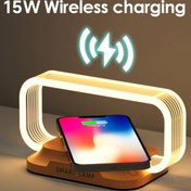 Resim 15W Kablosuz Hızlı Şarj, Bar Akıllı Işık, Yatak Odaları İçin Uyanma Işığı, Ayarlanabilir Masa Lambası, iPhone 15 14 13 12 Pro Max Mini için, SamSung için Galaxy S24/S23/S23 Ultra/S22/S22+/S22 Ultra/S21/S21+ için 