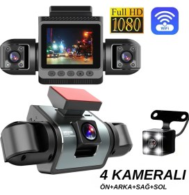 Resim Metontech 4 Kanallı Araç Içi Kamera | 4 Kamera Aynı Anda Kayıt | 360° Kayıt Açısı | Gece Görüşü, 2" IPS Ekran 