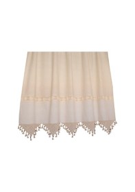 Resim Buldan Perde Kalın Kumaş El Işi Dantelli Keten Dokuma Güneşlik 