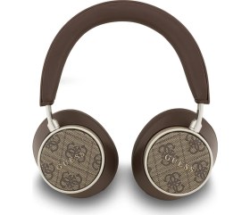 Resim Guess Lisanslı Pu Metal Klasik Yazı Logolu Kulak Üstü Bluetooth Kulaklık Kahverengi 