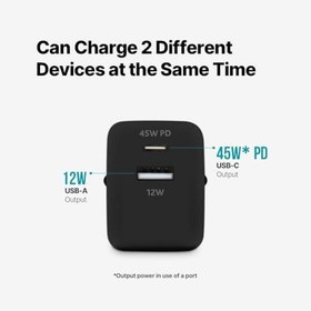 Resim ttec SmartCharger Duo PD 45W Seyahat Hızlı Şarj Aleti USB-C+USB-A 2SCP02S 