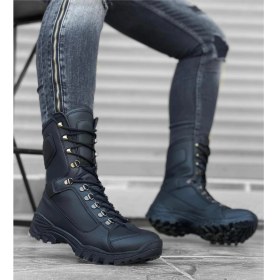 Resim ET0605 Bağcıklı Siyah Cilt Askeri Postal Bot 