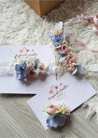 Resim çiğdem kaya design Ikiz Anne Bebek Lohusa Taç Seti Ve Baba Yaka Cicegi (3lü Lohusa Seti) 