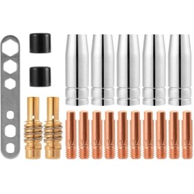 Resim Pandoraplanet Fasdaga Mıg / Mag Aşınma Parçaları Seti MB15 Tel Çapı 0.8 mm Için Uygun Parçalar Gaz Nozulu Memesi Çubuk Akım Memesi M6 0.8 mm (Yurt Dışından) 