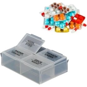Resim Corcoz Accessories 4 Öğün Günlük Hap I Laç Saklama Taşıma Kutusu I Laç Hatırlatıcı 