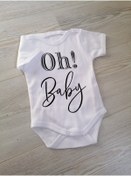 Resim BabyLimon Oh Baby Tasarım Beyaz Zıbın Body 