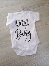 Resim BabyLimon Oh Baby Tasarım Beyaz Zıbın Body 