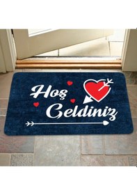 Resim Dijital Baskılı Kapı Önü Paspas Hoşgeldiniz Yazılı Çiçek Desenıç Ve Dış Kapı Paspası Yıkanabilir Pembe 