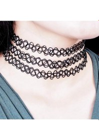 Resim kolye Tattoo Choker Elastik Kolye ( 3 Adet ) Siyah 