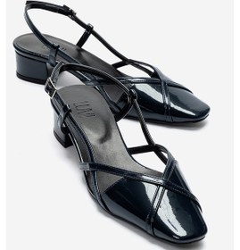 Resim Luvishoes Olena Lacivert Rugan Kadın Topuklu Sandalet 