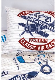 Resim Cotton Box Junior Tek Kişilik Lastikli Çarşaflı Nevresim Takımı Flying Gri 