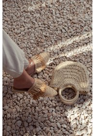 Resim Viana Bej Örgü Bej Taba Püskül Detaylı Kadın Terlik Bej 