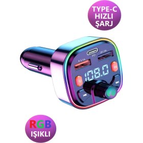 Resim Özgürce Bluetooth Araç Kiti, Fm Transmitter, USB Type-C, Mp3, Sd Kart, Flash, Pd, Çakmaklık 